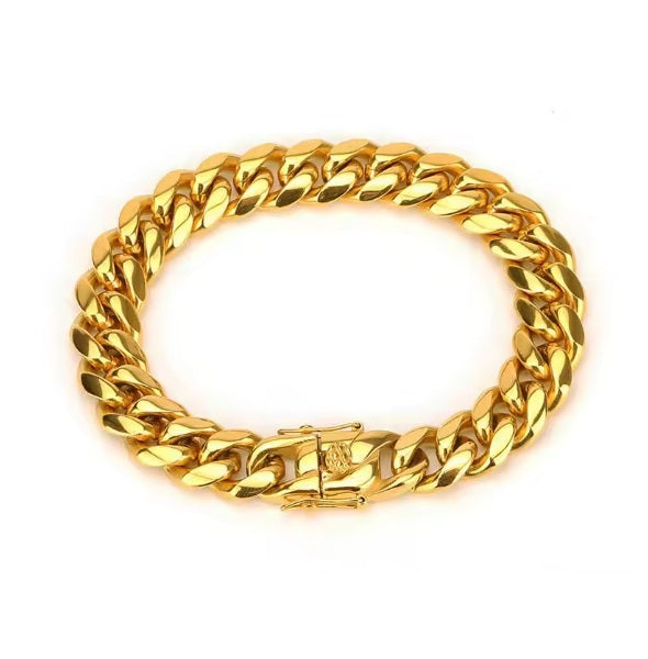 Miami Gold Curb Cuban Bracelet