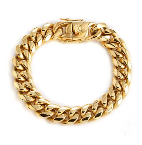 Miami Gold Curb Cuban Bracelet